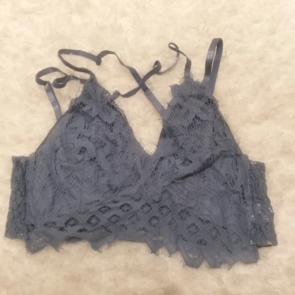 Blue Lace Bralette Boho Scalloped Strappy Boutique NWT - Picture 9 of 9